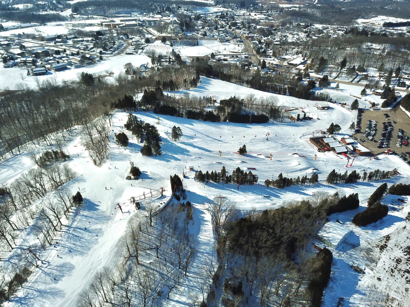 aerial view of ski hill