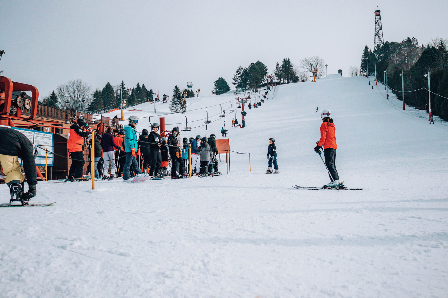 people lined up for chairlift