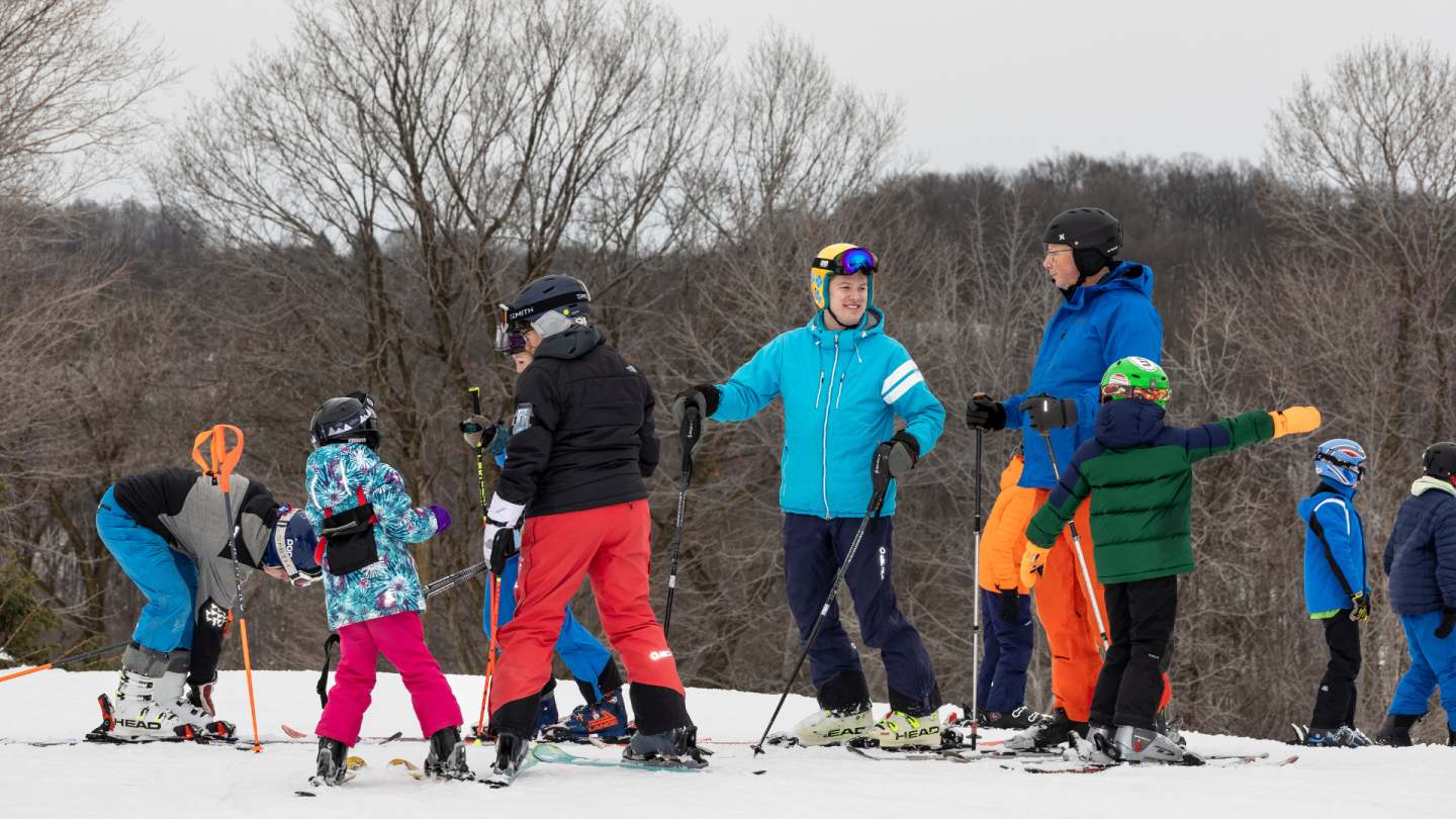 group of skiers on hill