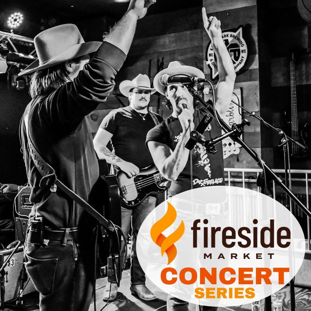 Black and white photo of a country band performing on stage.